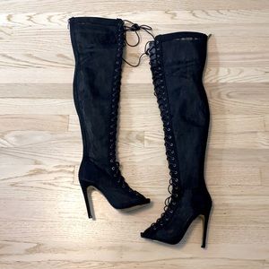 Sexy Lacey Thigh High Heeled Boots 🖤